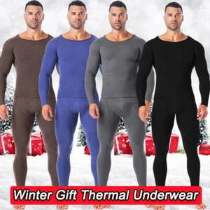 Mens Thermal Underwear Fleece Lined Long Johns Base Layer Soft Set Tops & Pants - Picture 1 of 26