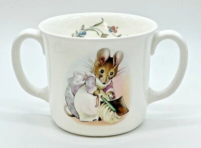 Royal Albert Beatrix Potter HUNCA MUNCA MOUSE Two Handle Child Mug Cup 1986 - Image 1 of 4