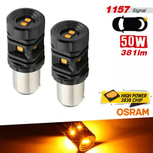 2x 1157 LED Amber Turn Signal/Daytime Running Light/Side marker Light Bulbs - Picture 1 of 5