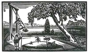 MÄDCHEN AUF DER SCHAUKEL - Gabriel BELOT - OriginalHolzschnitt 1928 - Picture 1 of 1