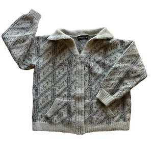 Alpaca Connection Wool Sweater Knit Grandpacore Full Zip Chunky Men's Size L - Picture 1 of 10