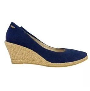 Viscata Barcelona Size 40 Marquesa Canvas Espadrille Wedge Heels Navy - Picture 1 of 13