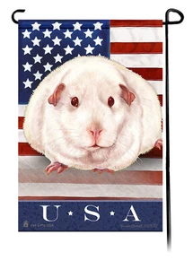 Patriotic USA Garden Flag - Albino Guinea Pig - Picture 1 of 1
