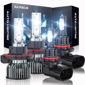 Combo H13 9008+9145 9140 H10 LED Headlight Lights Bulbs Bright White 6500K 4pcs - Picture 1 of 13