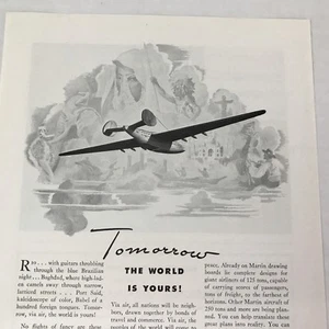 1943 Martin Aircraft Print Ad Advertising Art Aviation War - Picture 1 of 3