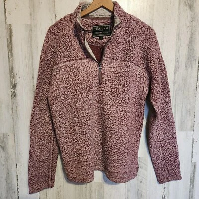 True Grit Size Small 1/4 Zip Long Sleeve Sherpa Pullover Frosty Maroon - Image 1 of 4