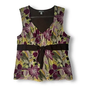 Y2K ärmelloses Top Apt 9 Gr. XL 90er Retro Chic Bindeband Taille Blumen burgund Boho - Bild 1 von 12