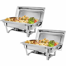 Used 2 Packs 8 Quart Stainless Steel Rectangular Chafer Chafing Dish Buffet