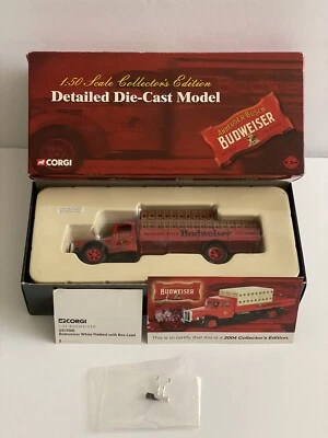 Corgi Detailed Die-Cast Model Scale 1:50 Budweiser White Flatbed with Box Load - Image 1 of 4