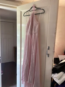 Hollister pink halter neck maxi dress full length size 8 summer beach evening - Picture 1 of 4