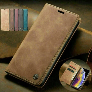 Leather Magnetic Wallet Phone Case For iPhone 11 12 13 14 15 16 Pro Max XR XS - Picture 1 of 26