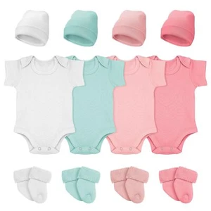 4 Pack Preemie Layette Set Premature Baby Bodysuit Preemie Clothes Preemie Ha... - Picture 1 of 6