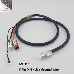 6N OCC Audio Phono Tonearm Cable RCA Female to 2male 5 Pin DIN XLR Y Ground Wire