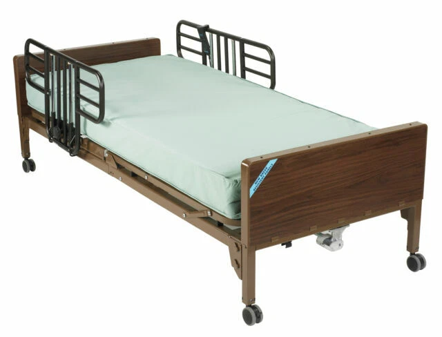 Drive Medical Delta Full Electric Bed with Half Rails and Innerspring Mattress
