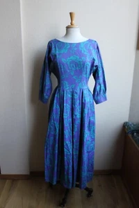 Vintage Laura Ashley Cotton Pleated Fit Flare dress women 14 - Picture 1 of 6