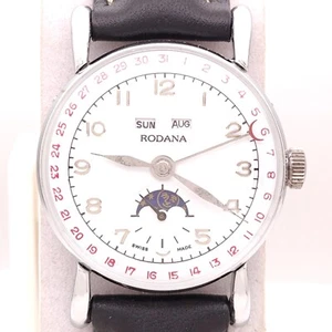 RODANA Triple Calendar Moonphase Ref.4190B Swiss Cal.203 Men's Vintage Watch - Picture 1 of 9