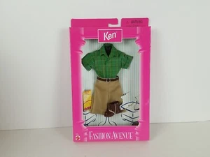 VTG 1998 NEW Green Flannel/khaki Ken Fashion Avenue Barbie Mattel #18099 *READ* - Picture 1 of 16