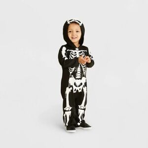 Toddler Skeleton Hooded Jumpsuit Halloween Costume - 4T-5T #4154