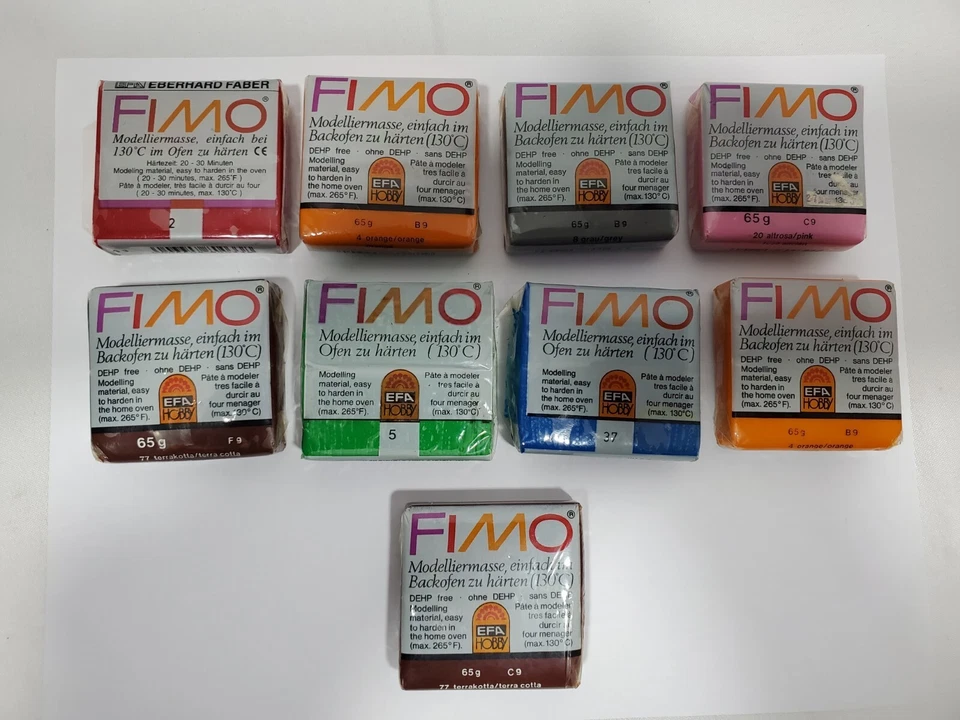 Lot of 9 (65g/ 2.29 oz) Fimo Polymer Clay Mixed Color Lot - Image 1 of 4