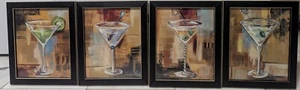 Silvia Vassileva Martini theme cocktail framed drink prints set of 4 - Picture 1 of 5