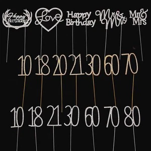 Premium Metal Diamante Number Cake Toppers - Milestone Birthday Cupcake Crystal - Picture 1 of 23