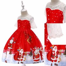 Toddler Kids Girls Santa Lace Dress Xmas Party Gown Christmas Princess Dresses