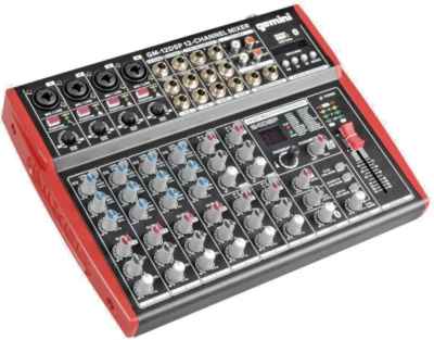 Gemini GM-12DSP Mezclador Compacto de 12 Canales con Bluetooth, USB, Ecualizador de 3 Bandas, FX de 24 bits Foto 1 de 3