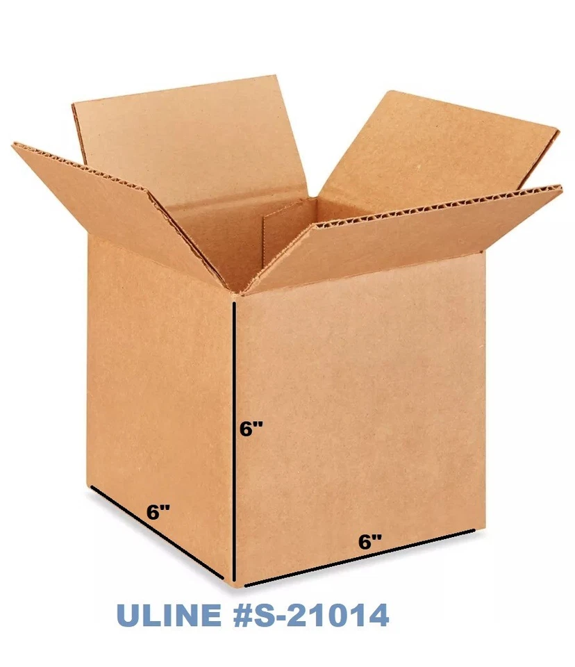 (12) ULINE #S-21014 6" x 6" x 6" 32ECT Corrugated Packing & Shipping Boxes - Image 1 of 1