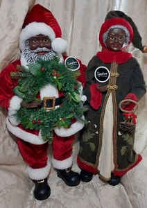 Afroamerikanischer Mr. & Mrs. Weihnachtsmann 34" Weihnachtsfiguren Leuchtkranz - Bild 1 von 15