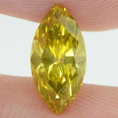 Marquise Cut Diamond Certified Natural Enhanced Real 1.00 Carat Fancy Yellow VS1 - Image 1 of 4