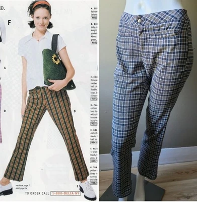 Pantalones a Cuadros Catálogo Delia Años 90 Por Casa de Muñecas XS (28x29) Algodón Negro/Marrón Foto 1 de 4