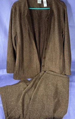 Traje Falda Larga Vintage Emma James Marrón Jaspeado Manga Larga Talla Grande 2 V3 Foto 1 de 4