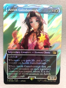 Mtg Magic Final Fantasy FFVII Aerith Gainsborough Borderless Surge FOIL 519 NM - Foto 1 di 3