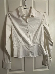 Ellie Tahari weiß Knopfleiste Langarm Bluse Top 78 % Baumwolle Damen Medium - Bild 1 von 5