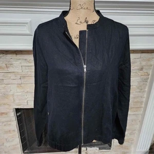 Cynthia Rowley 100% linen bomber moto jacket size XL - Picture 1 of 5