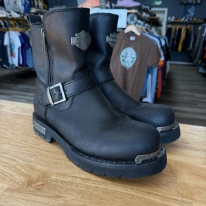 Harley-Davidson Startex Black Leather Motorcycle Boots D96090 Men's Size 10 - Picture 1 of 9