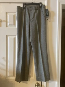 Lauren Ralph Lauren Hereingbone Flat Front Wool Trouser Dress Pants Gray Size 6P - Picture 1 of 5