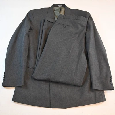 De Colección Para Hombres Doble Pecho 44L 38x34 Gris Tejido de Cesta Lana Hombres Chaqueta Pantalones Traje Foto 1 de 4