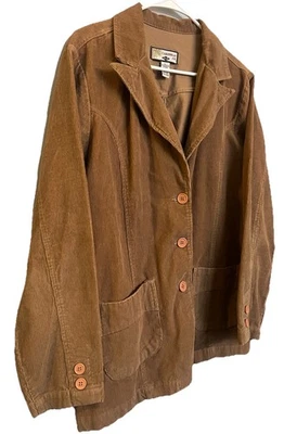 Chaqueta de Colección Caribbean Joe Para Mujer Talla XL Marrón Pana Blazer Botón Manga Larga Foto 1 de 4