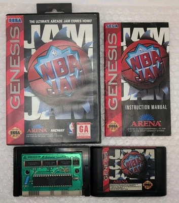 NBA Jam (Sega Genesis) Complete CIB W/ Hangtab- Clean - Tested - Good Condition  - Image 1 of 4