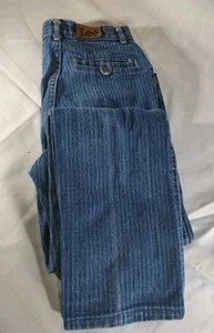 Lee Women's Denim Blue Jeans Dark Wash Railroad Stripes Size 9 - Picture 1 of 19