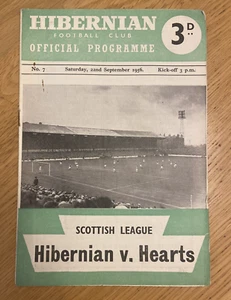 Rare Hibernian Hibs v Hearts Football Programme Scottish League 22 Sep 1956 - Picture 1 of 3