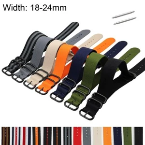 Sport Nylon Watch Band 18mm 20mm 22mm 24mm 5-Rings Canvas Strap Fabric Watchband - Picture 1 of 26