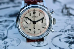 FULLY SERVICED LARGE SPILL MAN MILITARY VINTAGE CHRONOGRAPH MONARCH SUPERB DIAL - Picture 1 of 15