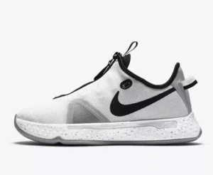 NIKE PG4 TB BASKETBALL SHOES MEN'S SIZE 8 CK5828 100 WHITE BLACK GREY - Picture 1 of 5