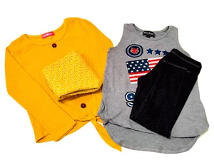 Mädchen Größe 6-6X gemischte Marken Tops & Leggings 4-teiliges Set Rüschen Mädchen Chillipop - Bild 1 von 9