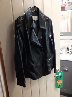 Women's Peacocks Everyday Style Faux Leather Jacket, Black, Size 12  - Image 1 of 4