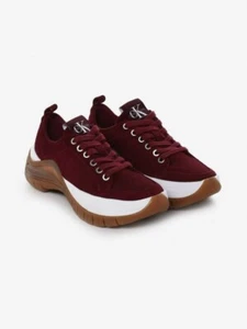 CALVIN KLEIN JEANS TISHA SUEDE TRAINERS Uk 4 EU 37 Claret - Picture 1 of 7