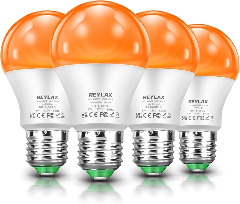 Amber Light Bulbs 8W 1600K Dimmable Sleep Soft Warm Blue Blocking Dim LED E26 - Image 1 of 1