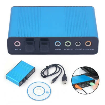 USB 6 Channel 5.1 External SPDIF Optical Digital Sound Card Audio Adapter For PC - Image 1 of 4
